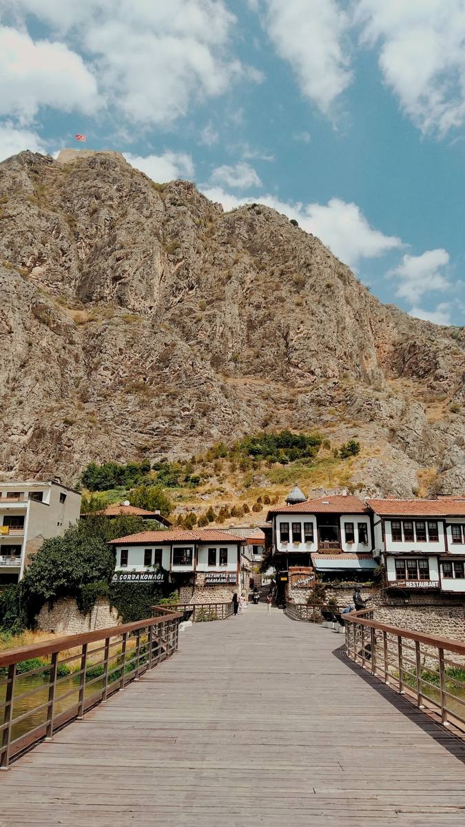 Ottoman houses under the rock cliffs of Amasya