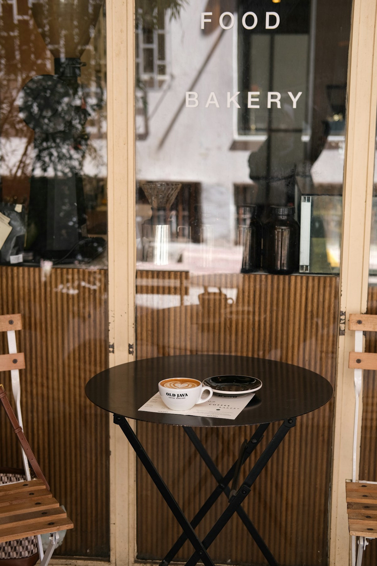 Outdoor cafe with laptop and Turkish coffee in Antalya