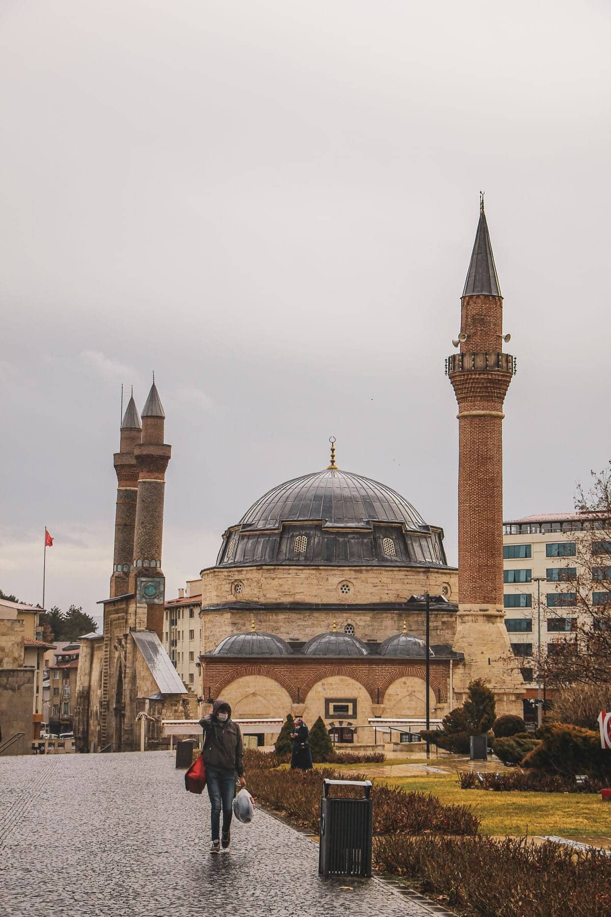 Sivas Gök Medrese ornate Seljuk tile portal with intricate geometric carved stonework, 13th century