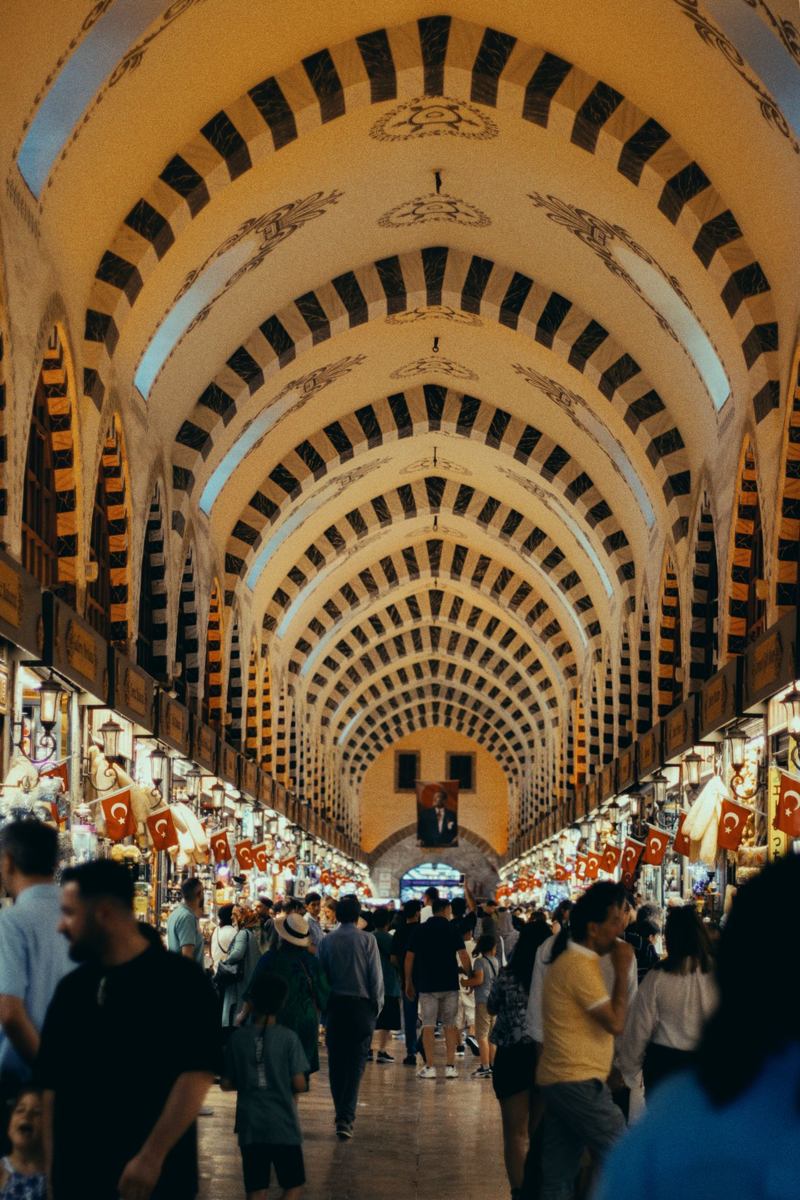 Bustling Istanbul bazaar with crowds