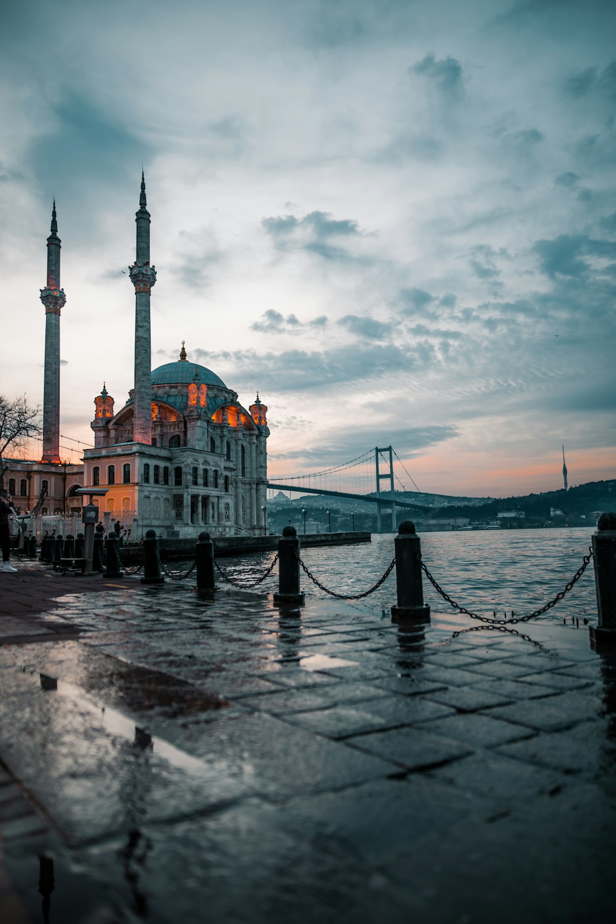 Ortaköy Mosque on the Bosphorus waterfront in Istanbul, Türkiye