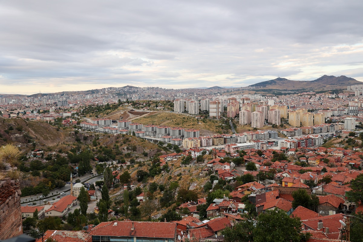 Panoramic view of Ankara city from a hilltop, Türkiye