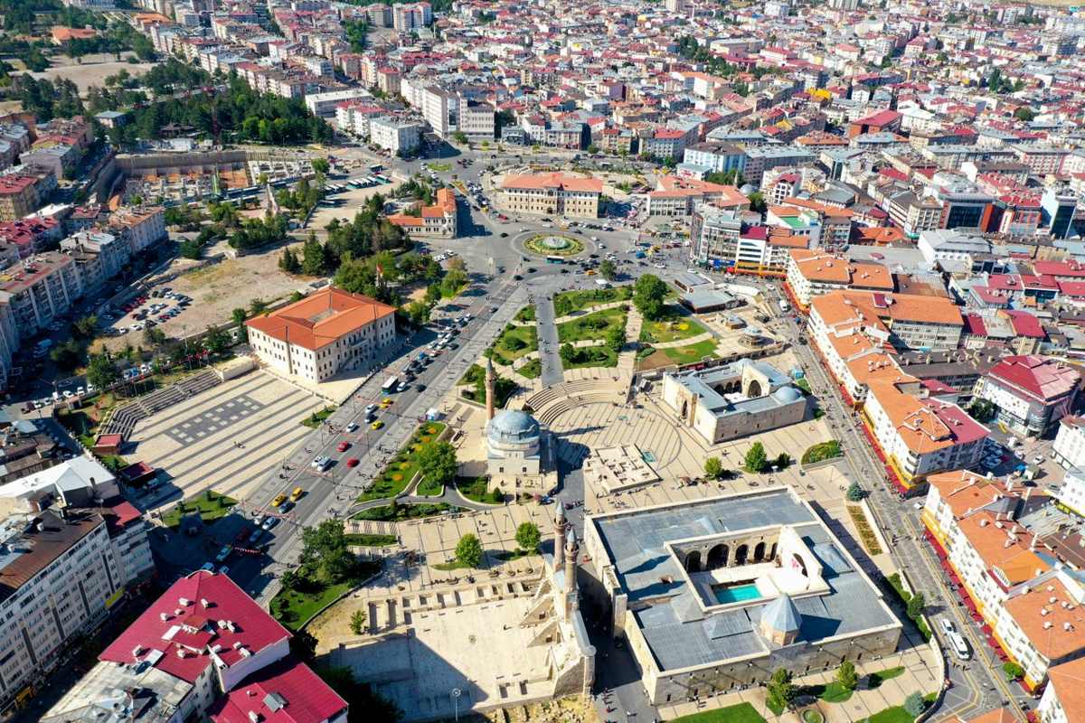 Aerial view of the historic city centre of Sivas