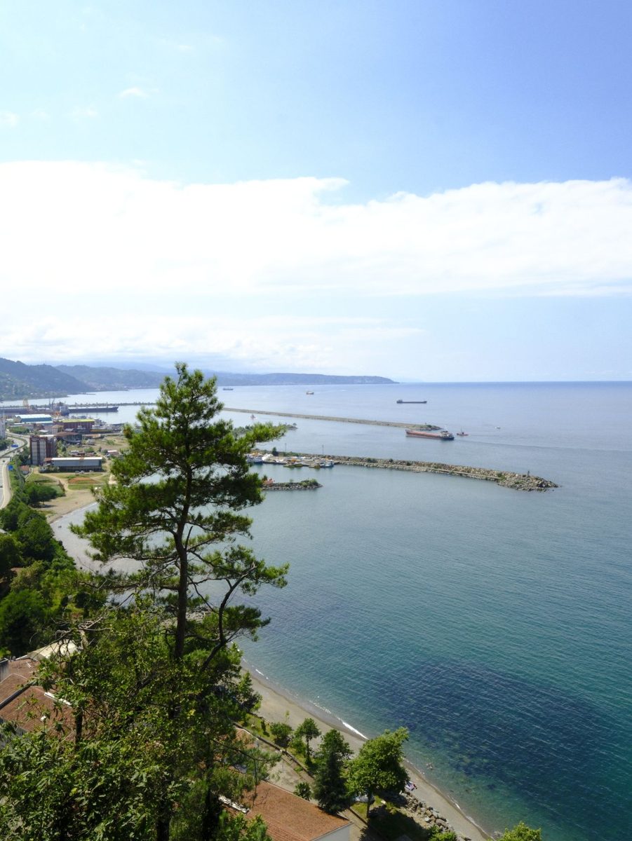 Panoramic view of the Trabzon coastline with lush greenery