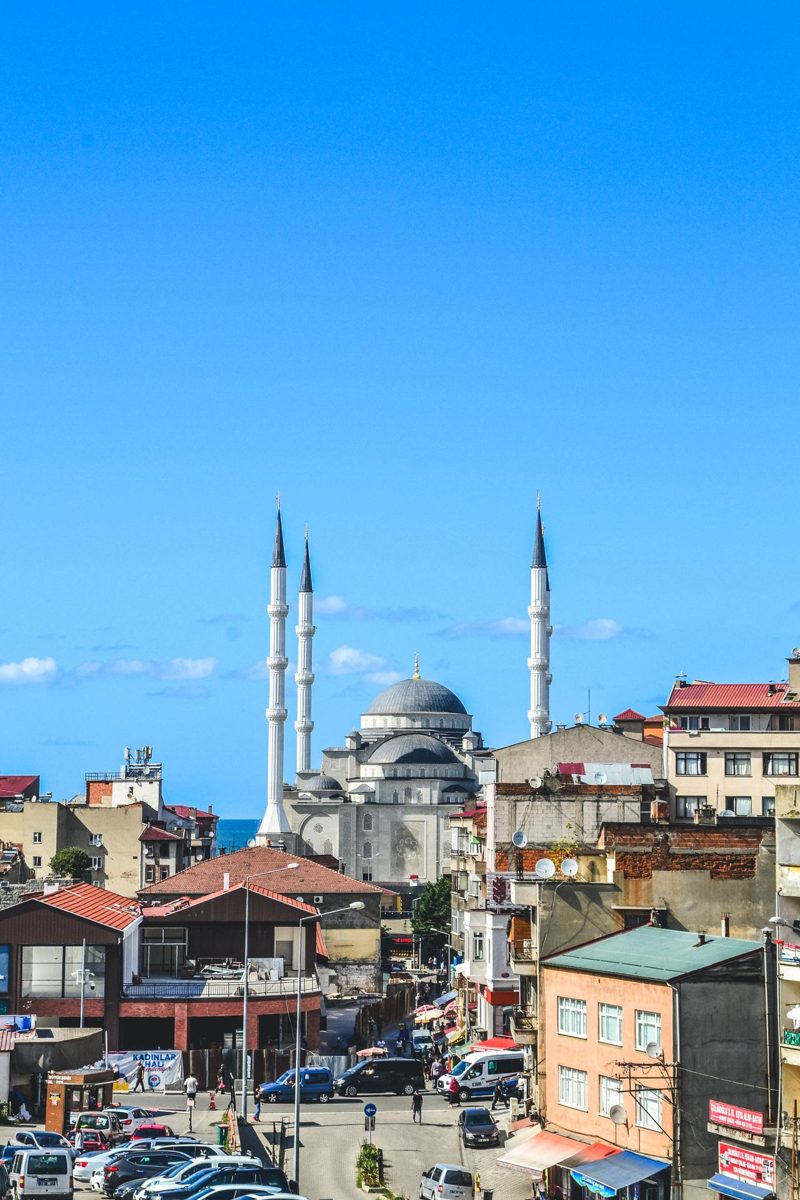Mosque amid the urban landscape of Trabzon
