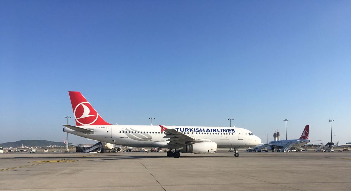 Turkish Airlines Airbus parked on the airport tarmac